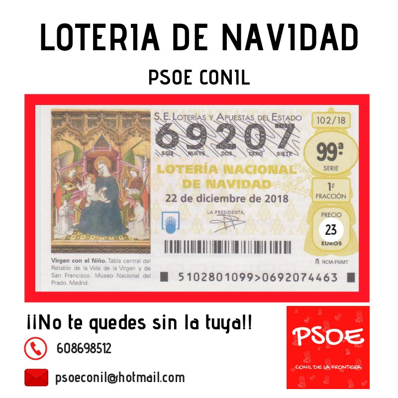 psoeconil's tweet photo. Y tenemos lotería de Navidad, no te quedes sin la tuya.
#PsoeConil #LoteriaNavidad https://t.co/v3gVmp0Hrs