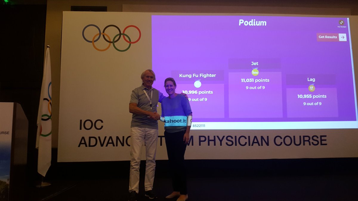 IOCprevConf's tweet photo. Congratulations @KarinThys for winning the Medical issues related to traveling athletes Kahoot 

#IOCATPC2018 #sportsmedicine https://t.co/6z1fnP25il