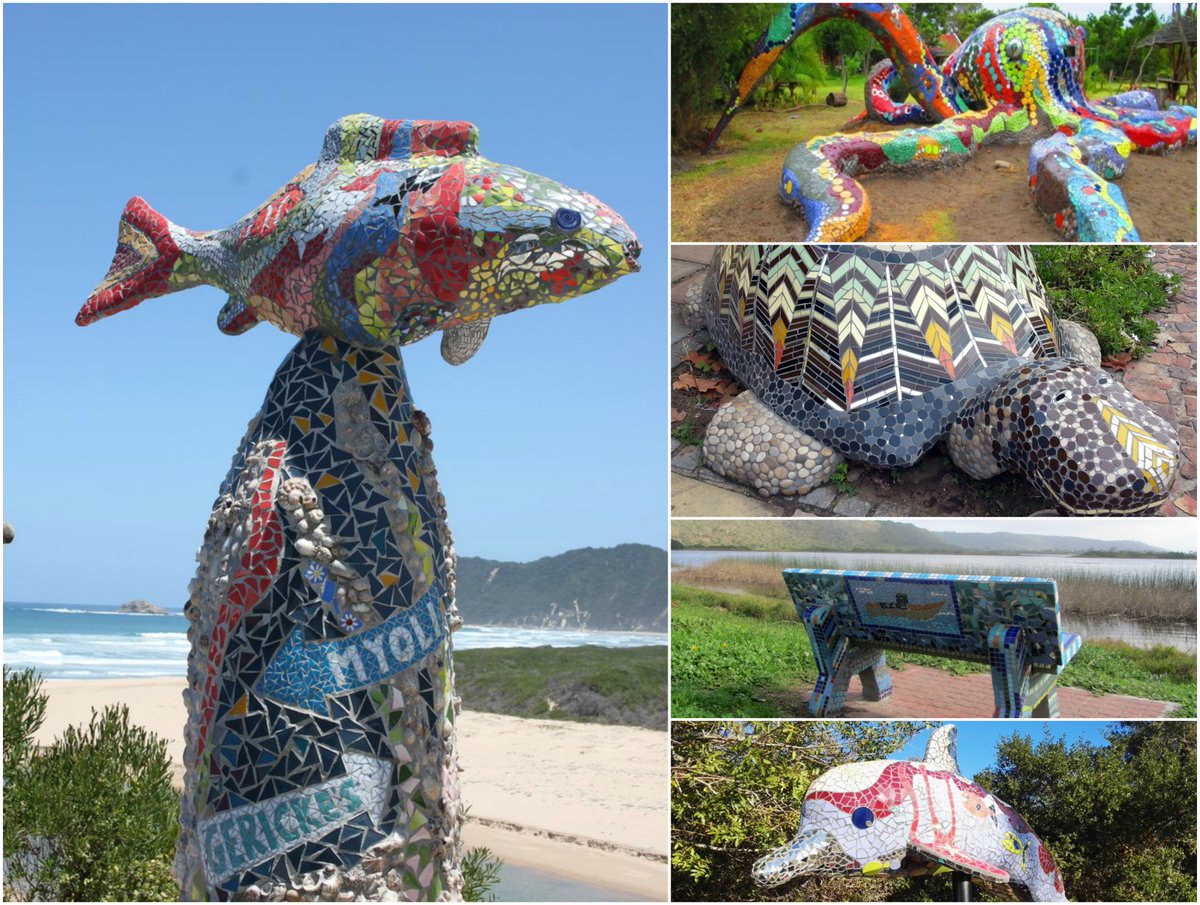 visitknysna's tweet photo. Sedgefield is well known for its myriad of mosaic sculptures which can be found scattered throughout the little seaside town. It has been dubbed by many as the Mosaic Capital of South Africa. @SACLMag @gotravelbug @TravelGround @travelopulent @discoverctwc @Wesgro @OnlyAfrica1 https://t.co/AivkXbJ2up