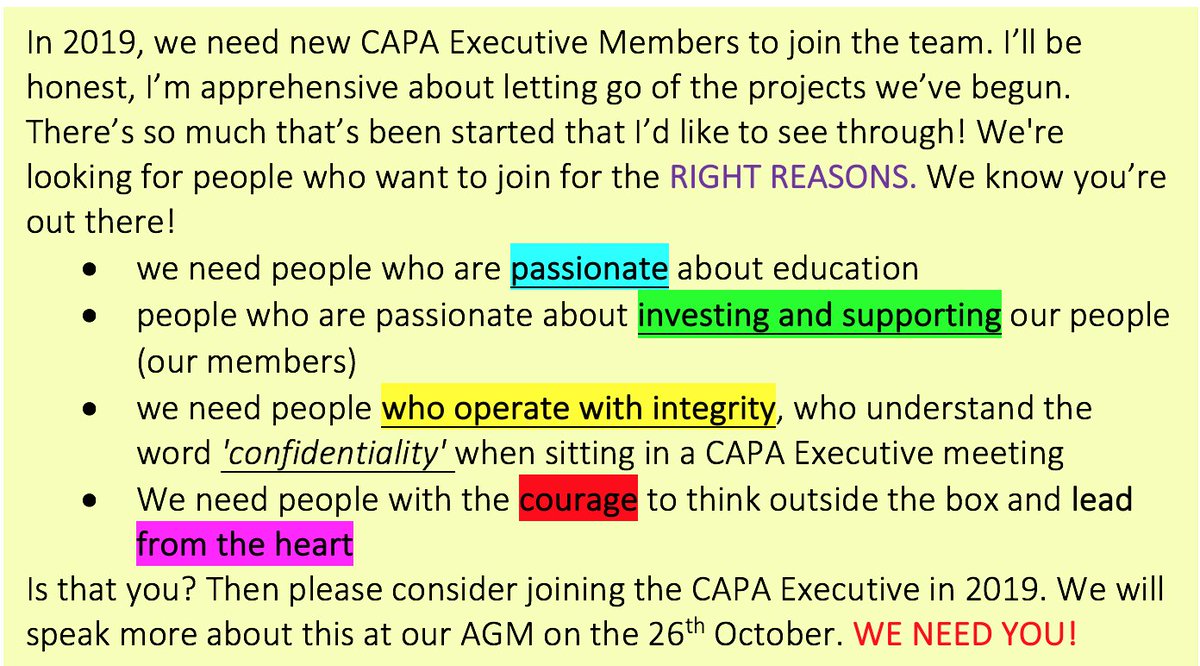 TaniaJames's tweet photo. Time to pass on the torch.... @CAPA_WA Members, we need some quality operators with a high level of energy and enthusiasm to join the CAPA Executive in 2019. Check the notices in TEAMS and follow the link to nominate. #CAPAWA https://t.co/gX428P7NTg