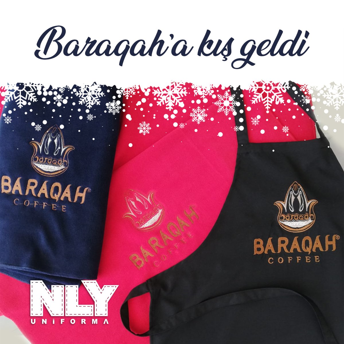 MaxlineTR's tweet photo. Baraqah'a Kış Geldi!
@nlyuniforma #uniforma #nlyuniforma #antalya #uniformabizimisimiz #önlük #açşıönlüğü #ascionlugu #apron #asciceketi #executive #chef #üniforma #polar #logolu #nakışlı #kışlık #şal #embroidered #wrap #scarf #blanket https://t.co/KLCYh2c2kA 0242 325 12 12 https://t.co/mdeSEMn8h7