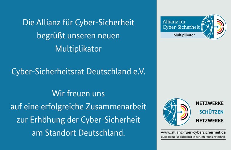 CyberAllianz's tweet photo. Verstärkung für das weiter wachsende Netzwerk der #CyberAllianz : Mit dem @CSRD_eV unterstützt uns ein neuer Multiplikator in unserem Engagement für mehr #Cybersicherheit . Herzlich willkommen! #digitalundsicher https://t.co/HfQr9dfTjG