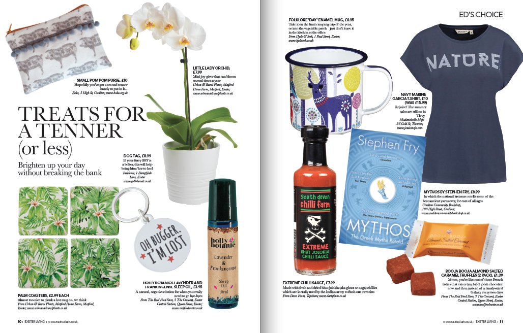 ExeterLiving's tweet photo. Craving some retail therapy but low on funds till payday? This lot are 1) each under a tenner 2) all from lovely local indies and 3) jolly nice #Exeter #shoplocal https://t.co/66AeM03Vrh
