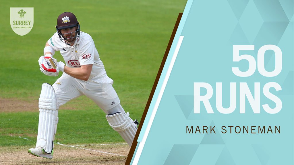 surreycricket's tweet photo. 5⃣0⃣ for @mark23stone and he gets there with a six! 🙌

Surrey are 108/1 and trail by 302 runs. https://t.co/pCiKMLb7FJ
