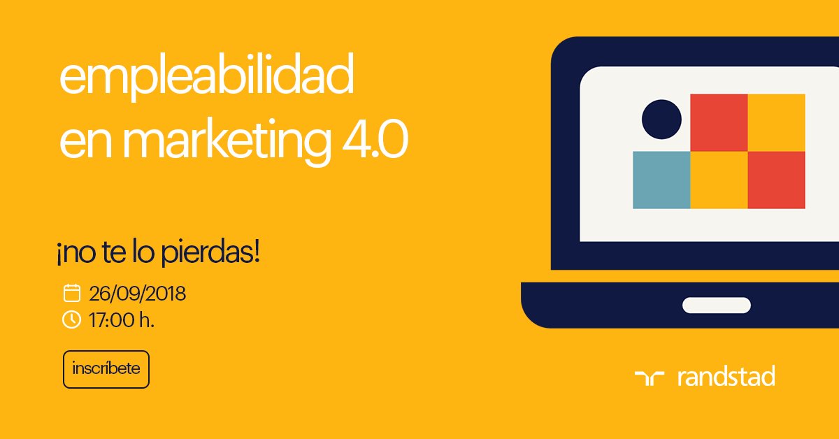 Randstad_es's tweet photo. No te pierdas hoy "#DigitalDate Empleabilidad en Marketing 4.0" de la @UNIRuniversidad. Allí estará Juan Manuel Álvarez, Team Leader Sales & Marketing de Randstad, para hablar sobre el gap entre universidad y empresa. ¡Inscríbete! https://t.co/1lvJx14Prr https://t.co/JTWECvXTow
