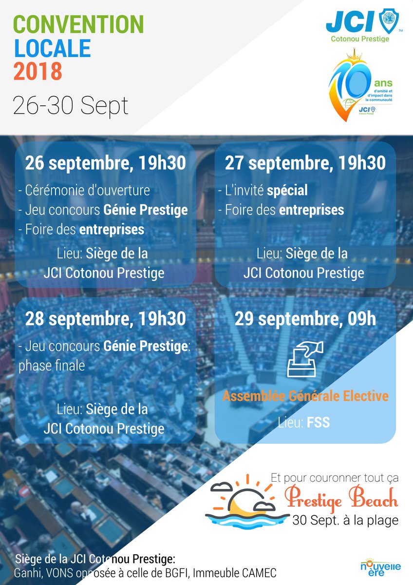 JCICtnPrestige's tweet photo. Cher.e ami.e, tu y es cordialement invité

Catherine AKPODJI
Directrice de la Convention Locale 2018
#UneNouvelleÈre https://t.co/S21GZ2Zb3c
