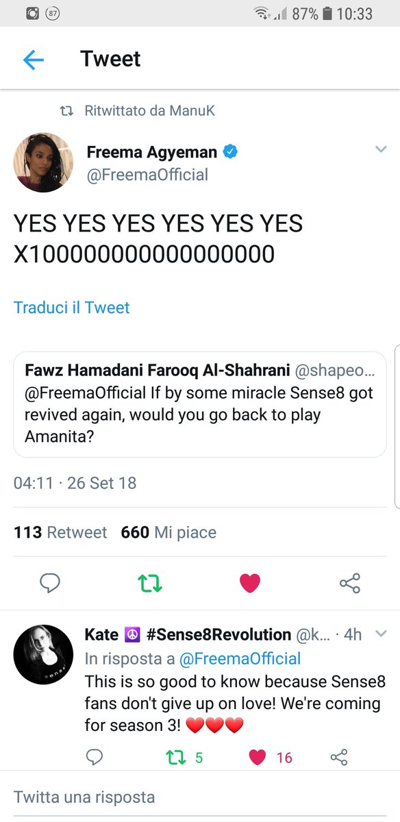 MadHatter094's tweet photo. ๐๐๐โค๏ธโค๏ธโค๏ธ๐๐๐ #FreemaAgyeman @FreemaOfficial AMANITA FOREVER ~ forever #Sense8family! ๐๐ฅ๐ฅ๐
CAN'T WAIT TO WATCH #NewAmsterdam ~ please fans share the #Sense8Revolution! @sense8 #SENSE8 #NoSense8NoNetflix https://t.co/hfUOgjEuqO โค๏ธ๐งก๐๐๐๐๐ฅ๐ฅ๐ฅ๐๐๐๐๐งกโค๏ธ https://t.co/22OZEfXcJN