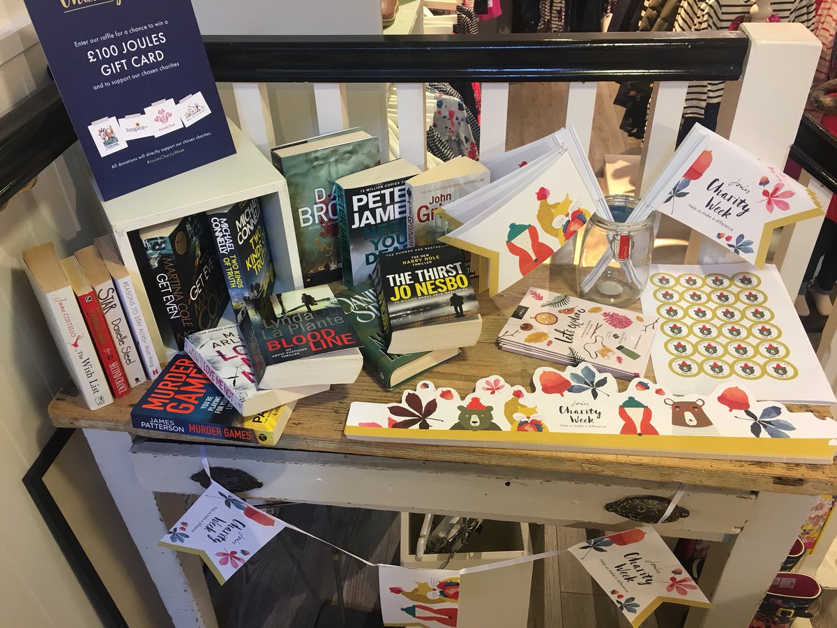 So #JoulesCharityWeek is in full swing here in #Joules #Wilmslow, pop in to see us and check out our fab book sale with all proceeds going to <a href="/hospiceuk/">Hospice UK</a>, @PrincesTrust <a href="/farmersforaweek/">Farms for City Children</a> 🌟