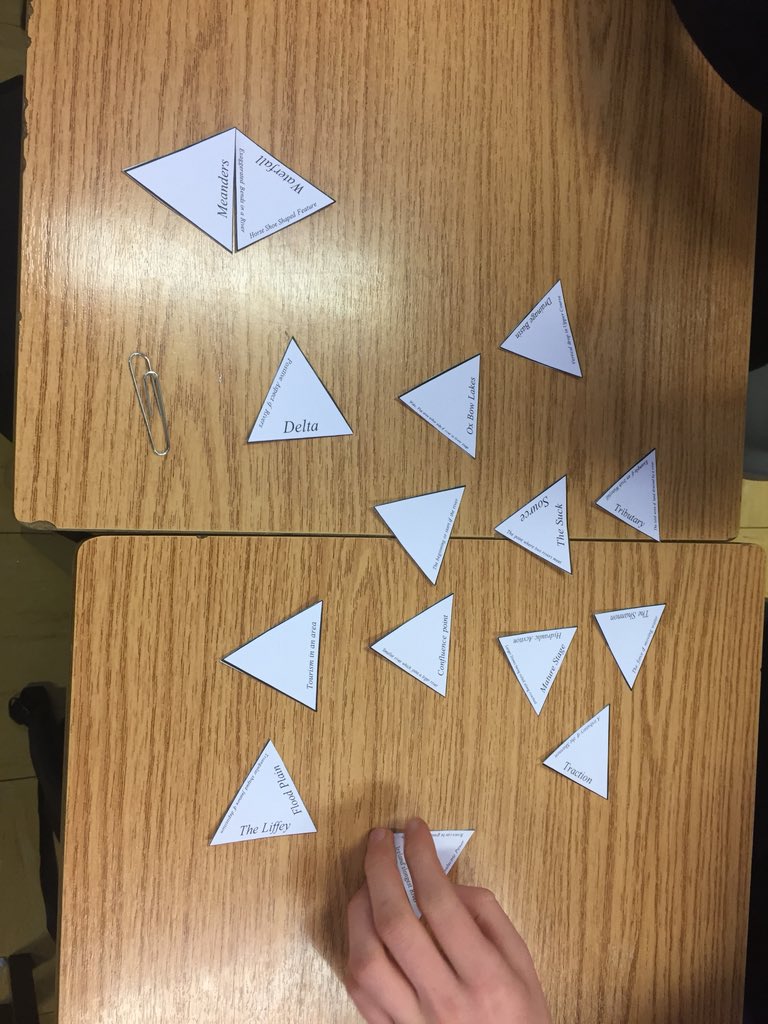 GerLyons6's tweet photo. Second Years using a Tarsia Puzzle to revise Rivers as we come to end of the Chapter! 🤯😀🌊 @JCGeography @JctGeography @tutor2uGeog #rivers #revision #pairwork https://t.co/FzZkcpPR7K