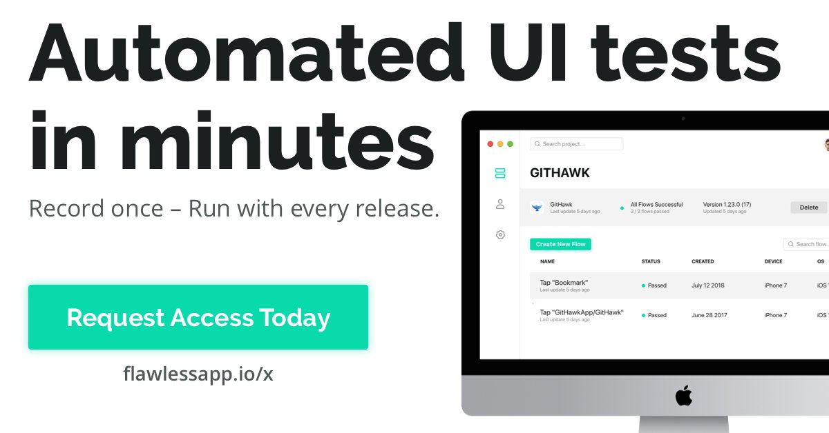 🎉We’re launching a new product 🎉
Meet Flawless X, a tool for automated UI testing on iOS👉flawlessapp.io/x

Record UI tests by clicking through app once then check if sequences are executing properly in a real-time:

- No bugs &amp; regressions
- CI integration
- Easy set-up