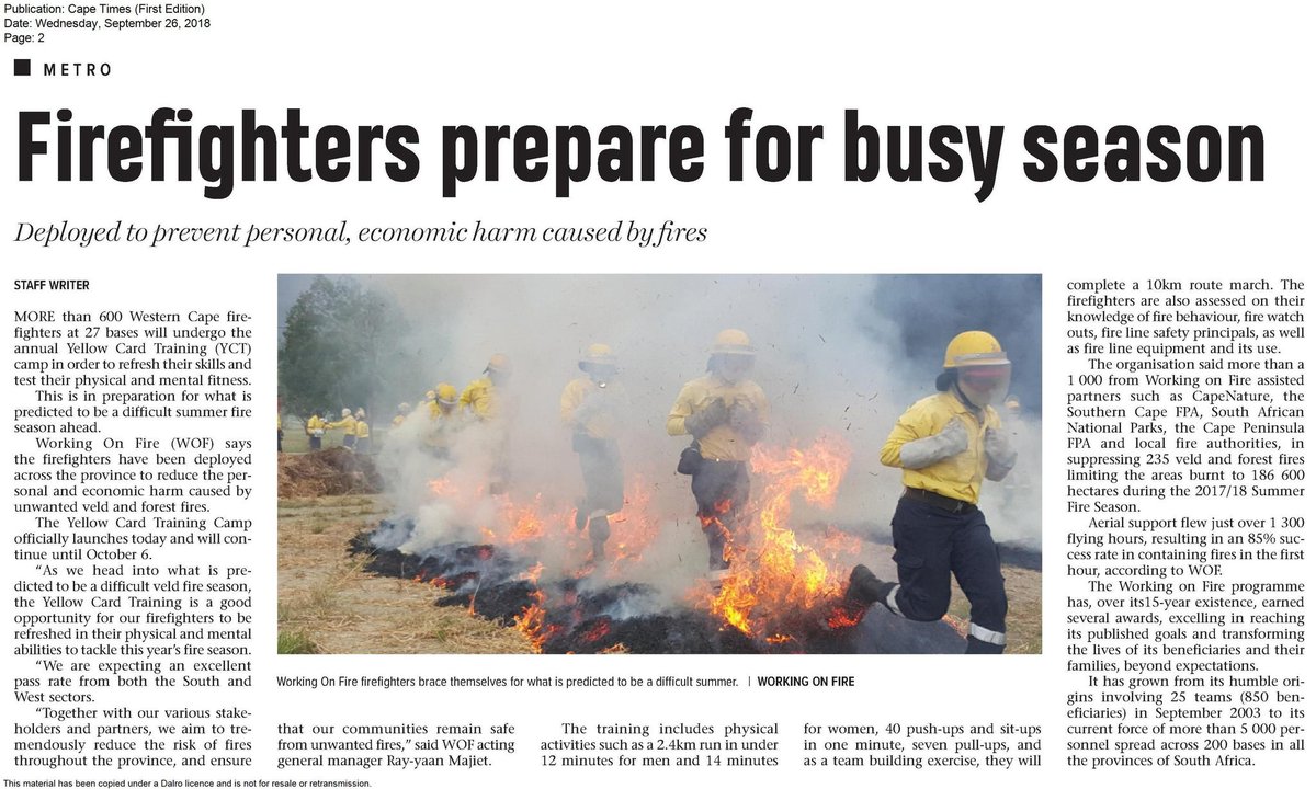 wo_fire's tweet photo. Western Cape Yellow Card Training is underway
π₯π₯Follow our hashtag #YellowCard2018 for more π₯π₯
#SavingLives #ProtectingTheEnvironment #RestoringDignity #WOF_WC #WCVeldFireSeason #FireSeason #CapeTimes @CapeTimesSA https://t.co/keQ0OEhezC