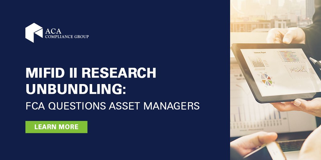 ACACompliance's tweet photo. MiFID II payments for research: Have the rules changed the behaviour of the buy-side? Learn more: https://t.co/PJ4Fr26sXd #MiFIDII #MiFID #BuySide #ResearchUnbundling https://t.co/P8pddba2xO