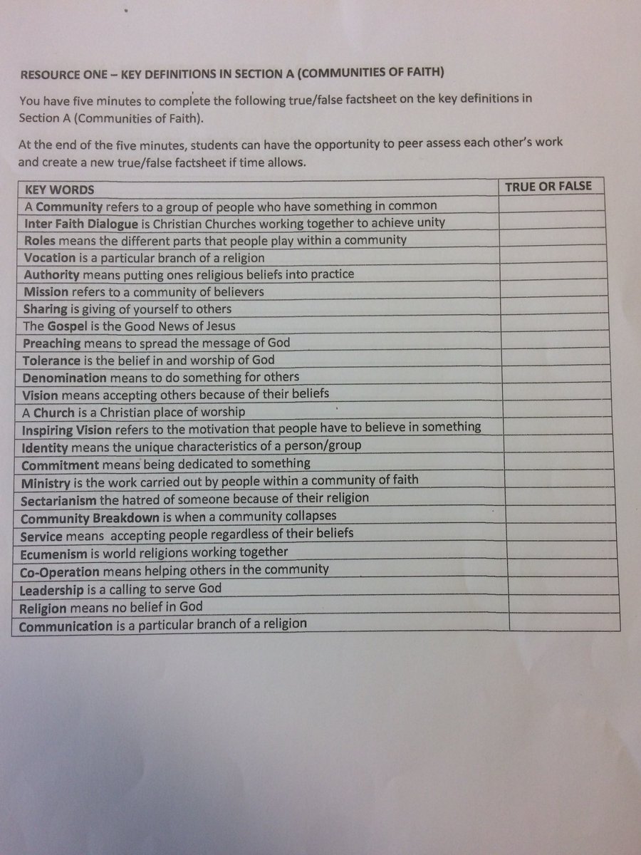 paulafinnegan14's tweet photo. Two true/false resources ideal for pair work - a literacy resource for Section A and numeracy resource for Section C in Junior Cert RE
#beingliterate #beingnumerate #workingwithothers #JCT https://t.co/39bAKQCKmw