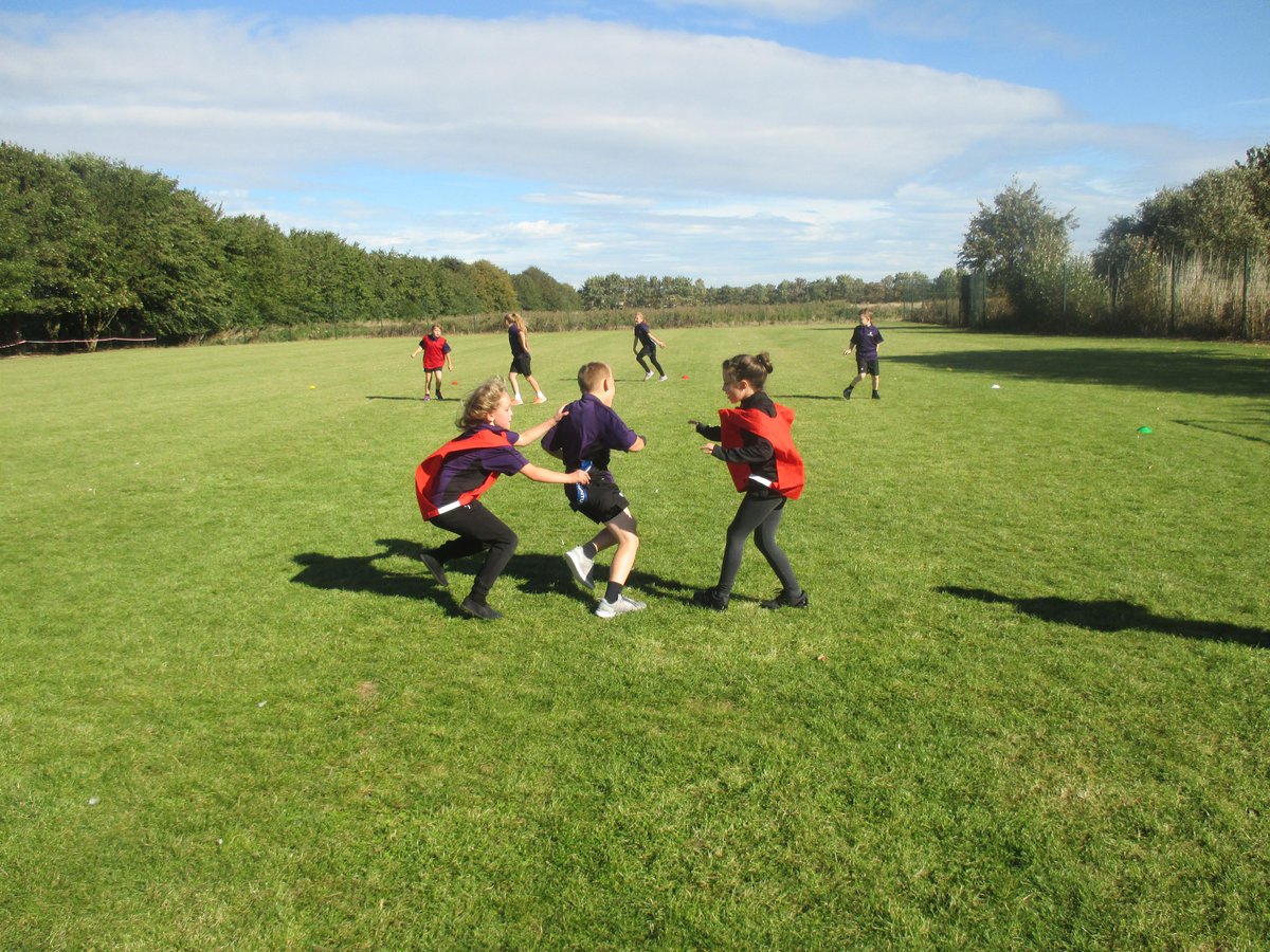 BeaconAcad's tweet photo. Year 4 enjoyed a very energetic tag #rugby session today with @JBSportCoaching. Mr Parker's stars of the week are Lewis and Taylor for an amazing sporting attitude and dedication to their #PE learning. #activebursts #tagrugby #sweaty #tiring #fun https://t.co/74poCrwRl4