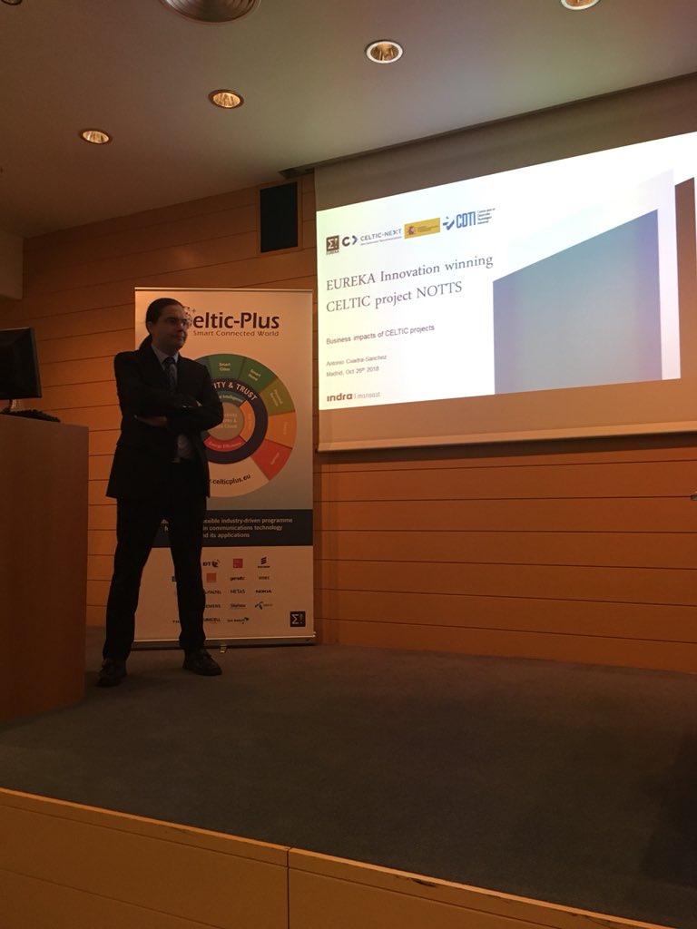 CelticNext's tweet photo. @acuadras highlights the impact thanks to @EUREKA_NETWORK award winning project NOTTS in the business panel at #CelticPropDay @CDTIoficial https://t.co/zKSxd2G00r