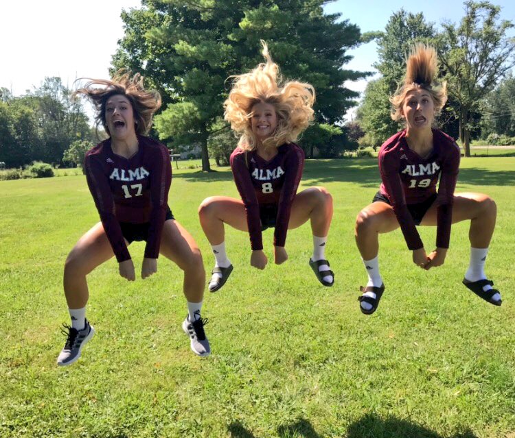 AlmaScotsVB's tweet image. TODAY IS THE DAY. 6:30pm. Art Smith Arena. Your #ACVB girls vs Trine. 

LETS BRING ON THE MAROON MONSOON...which basically means wear maroon &amp;amp; get as pumped as these 3.