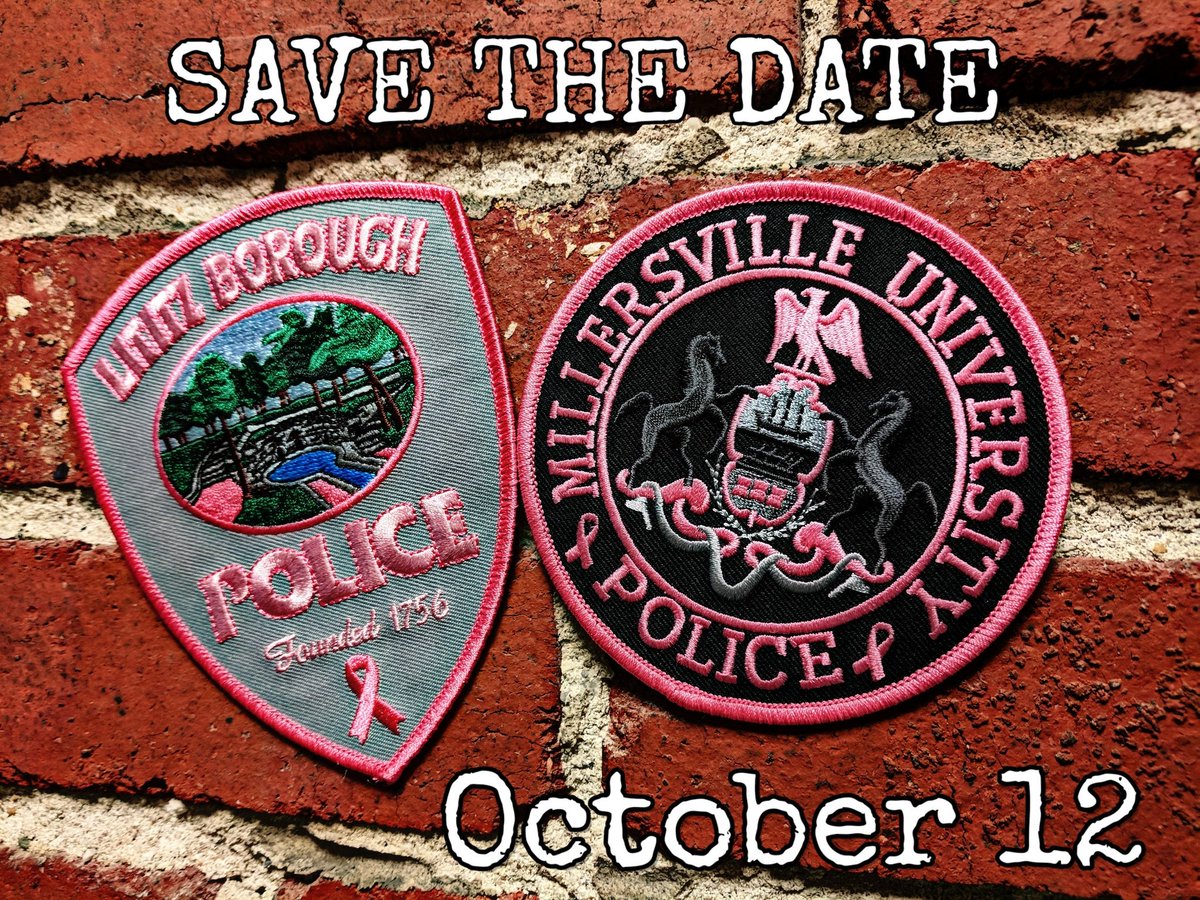 LititzPolice's tweet photo. #SaveTheDate - We are teaming up with our friends from @millersvilleu police for #LititzSecondFriday on October 12th ...we will have our #PinkPatchProject booth set up from 5pm to 9pm on East Main Street near the post office. Stop by to get your hands on patches and shirts !!! https://t.co/nzKqiJUtB3