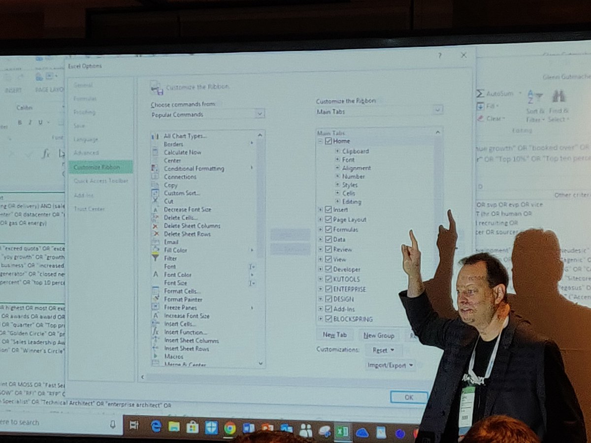 aaronlintz's tweet photo. The master @gutmach showing how to get the developer tab turned on in Excel #Sourcecon #data #Sourcing #SourceConAtlanta https://t.co/x8DBCRDSKK