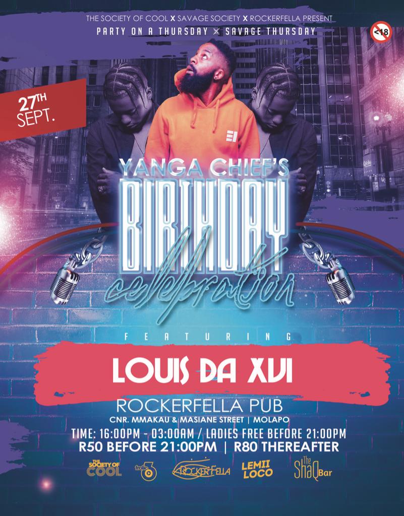 Ludz_SA's tweet photo. The gents @Lemii_LoCo @TheeFinesse @louisdaxvi_sa are ready for #SavagéThursdays  #PartyOnAThursday #RoadToOkapi @ItsYangaChief birthday party at @Rockerfella_SWT 💃🏽🔥
27th September is the date... You coming? https://t.co/hOEg70ZwkM