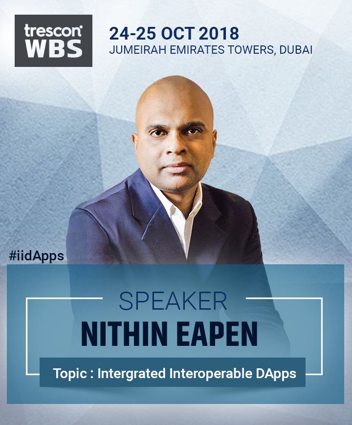 neapen's tweet photo. #worldblockchainsummit #wbs #dubai Oct 24-25th at the #JumeriahEmiratesTowers organized by
@TresconGlobal
Speaking on Integrated Interoperable DApps or #iidApps https://t.co/2SsG6jJhmi