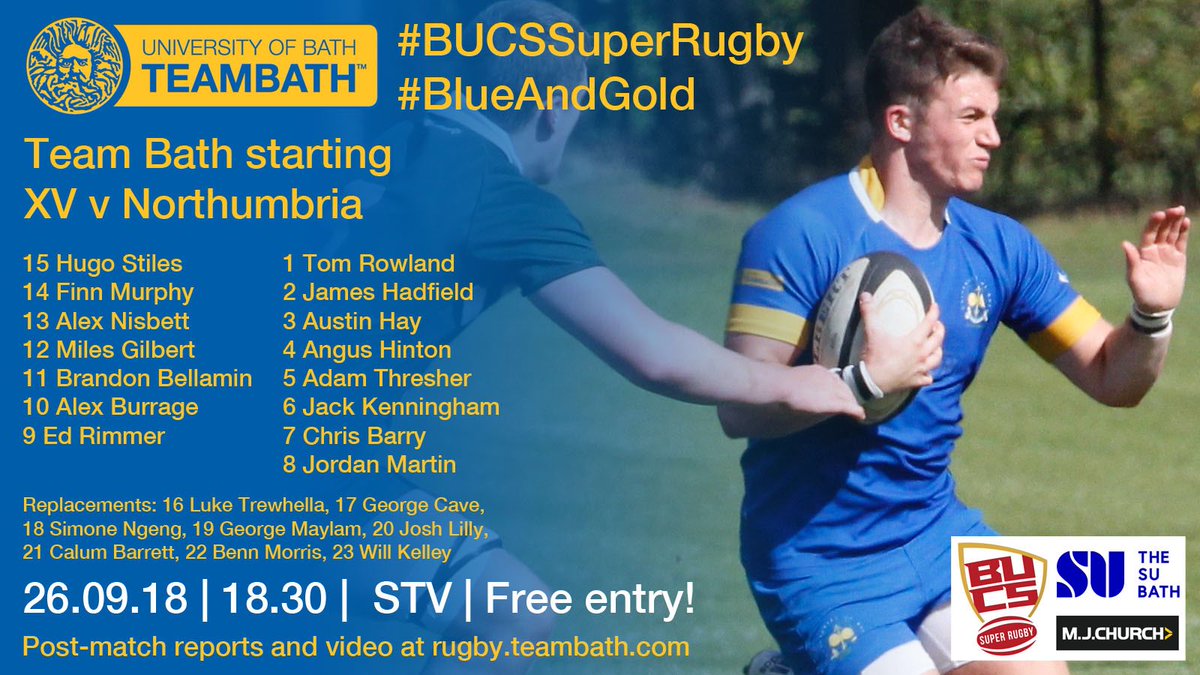 UOBathRugby's tweet photo. 📢 UPDATE |
Wooten is ill so Barrett into the squad making his debut!
🔷🔶
#BUCSsuperrgby #BATNOR #BFEO #Brothers https://t.co/kf5VTOV3PG
