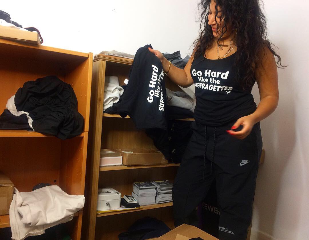 ShayDRap's tweet image. So happy with the “Go hard like the Suffragettes” vests that have arrived! These were to celebrate my single release &amp;amp; the 100th year of women’s votes! Limited run, once they’re gone, they’re gone✊🏽🖤

shayd.bigcartel.com