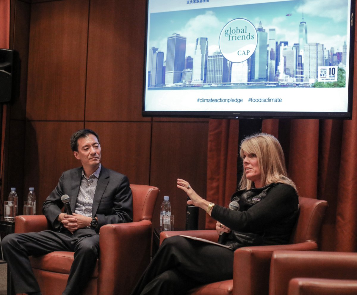 wclimate's tweet photo. Laura Turner Seydel, @LauraSeydel, was with us at #CAP in #NYC to take part in the series #FoodIsClimate. In conversation with Ivan Tse, she highlighted the important role of philanthropy to reach the #GlobalGoals. #GlobalFriends #TseFoundation https://t.co/Q8joiWubFr