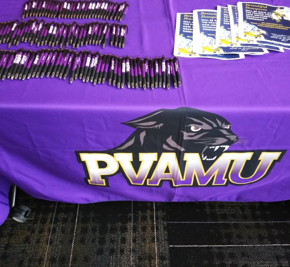 PVbookstore's tweet photo. It's graduation fair time panthers come over to the athletic complex located on campus and get your graduation information today #pv #pvamu #pvgrads #graduation #bleedpurpleandgold #gradfair https://t.co/R1znVuJsfJ
