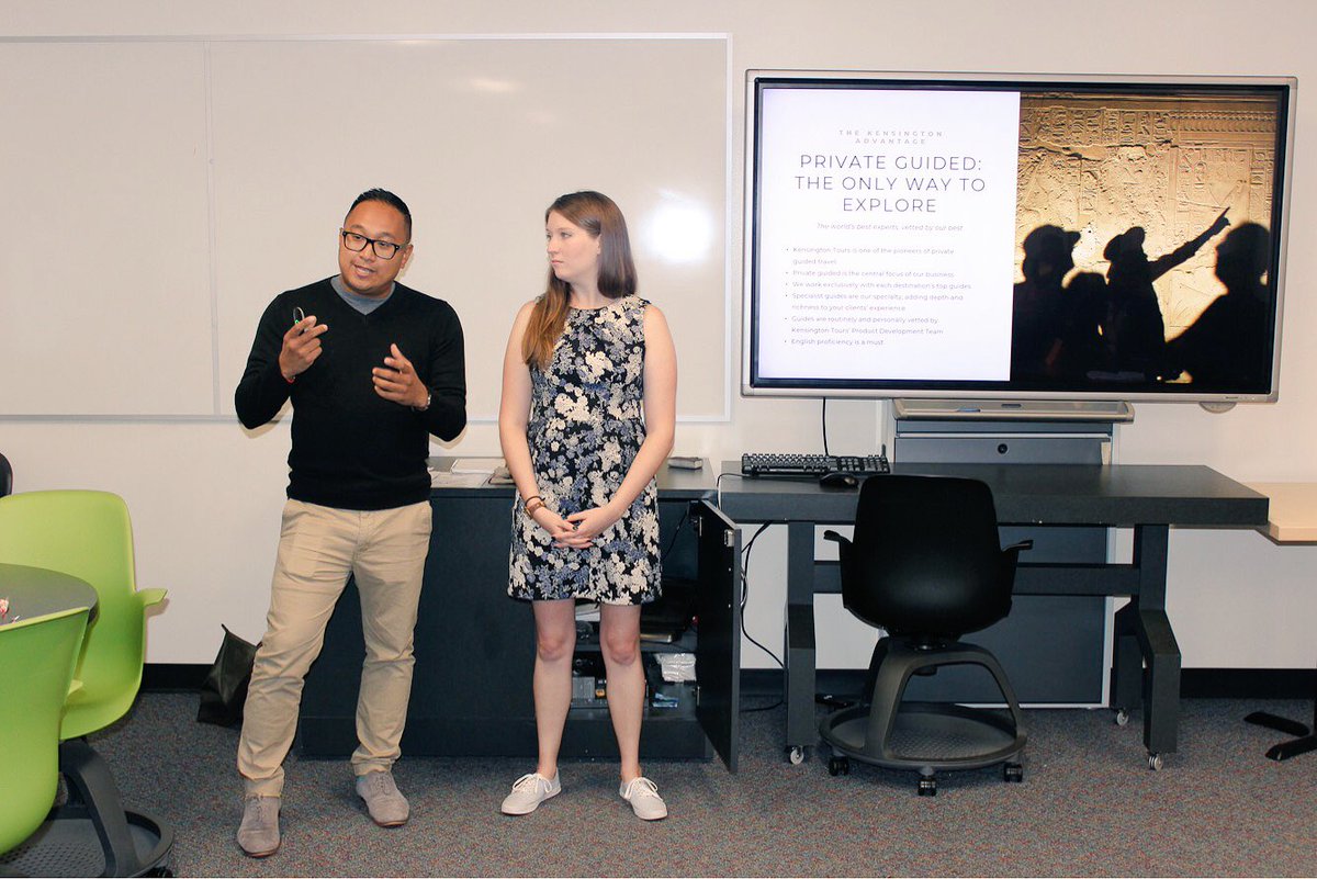 Graduates Marc &amp; Jolene came to speak to our HTOM students about their positions &amp; experiences with Kensington Tours @KT_Careers <a href="/HumberHRT/">Humber Hosp/Tourism</a>