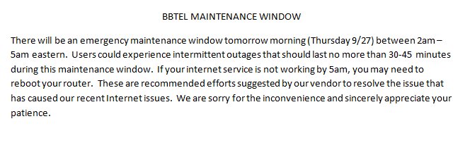 bbtel's tweet photo. We have a planned maintenance window for tomorrow morning. https://t.co/PxU07ummuB