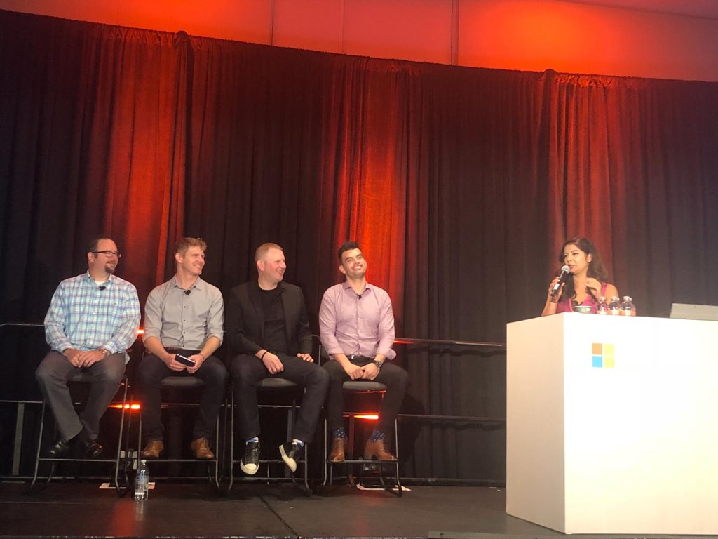 donasarkar's tweet photo. I shall call this the Village Elders Panel. We get so many questions from our #WindowsInsiders on Office, Security, Dev, &amp; Windows updates. What better way to answer them than w an AMA w the experts. @douglasprc @dwizzzleMSFT @jeremiahmarble #JohnCable #MSIgnite https://t.co/UJkjrJ3nvJ