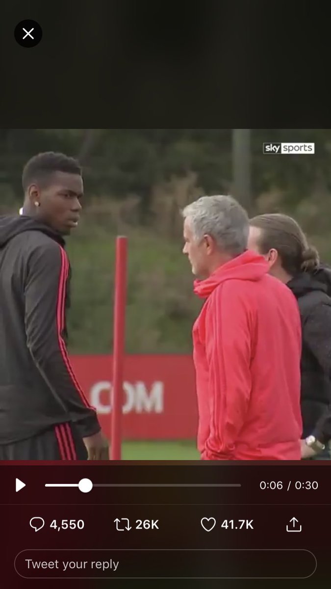 avgeek1985's tweet photo. @iamhope_thobs @ujfm @OG_KamoGEE @Jahhiness @sandilecntuli Pogba’s face says otherwise. Jose clearly upset him during training. @paulpogba https://t.co/vtqbKxQBz0