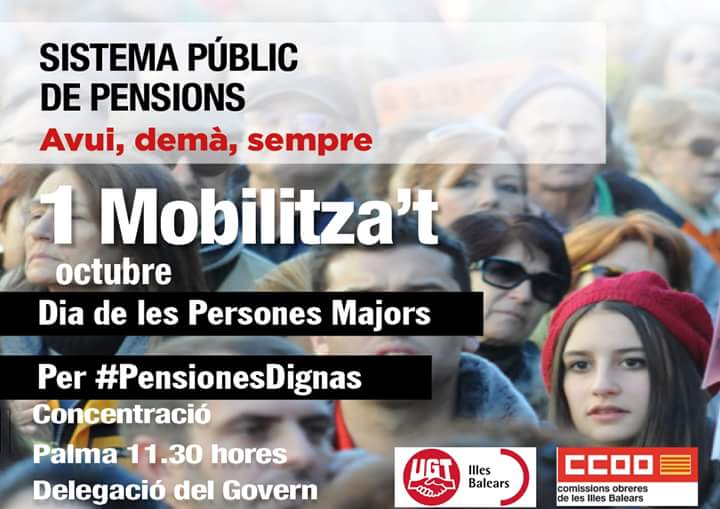 CcooUnio's tweet photo. La lluita continua! 
1 d' octubre: Mobilització  #Perunespensionsdignes
@CCOO @FSCCCOOIB @FECCOOIB @CCOOBalears https://t.co/pbskpu65QF