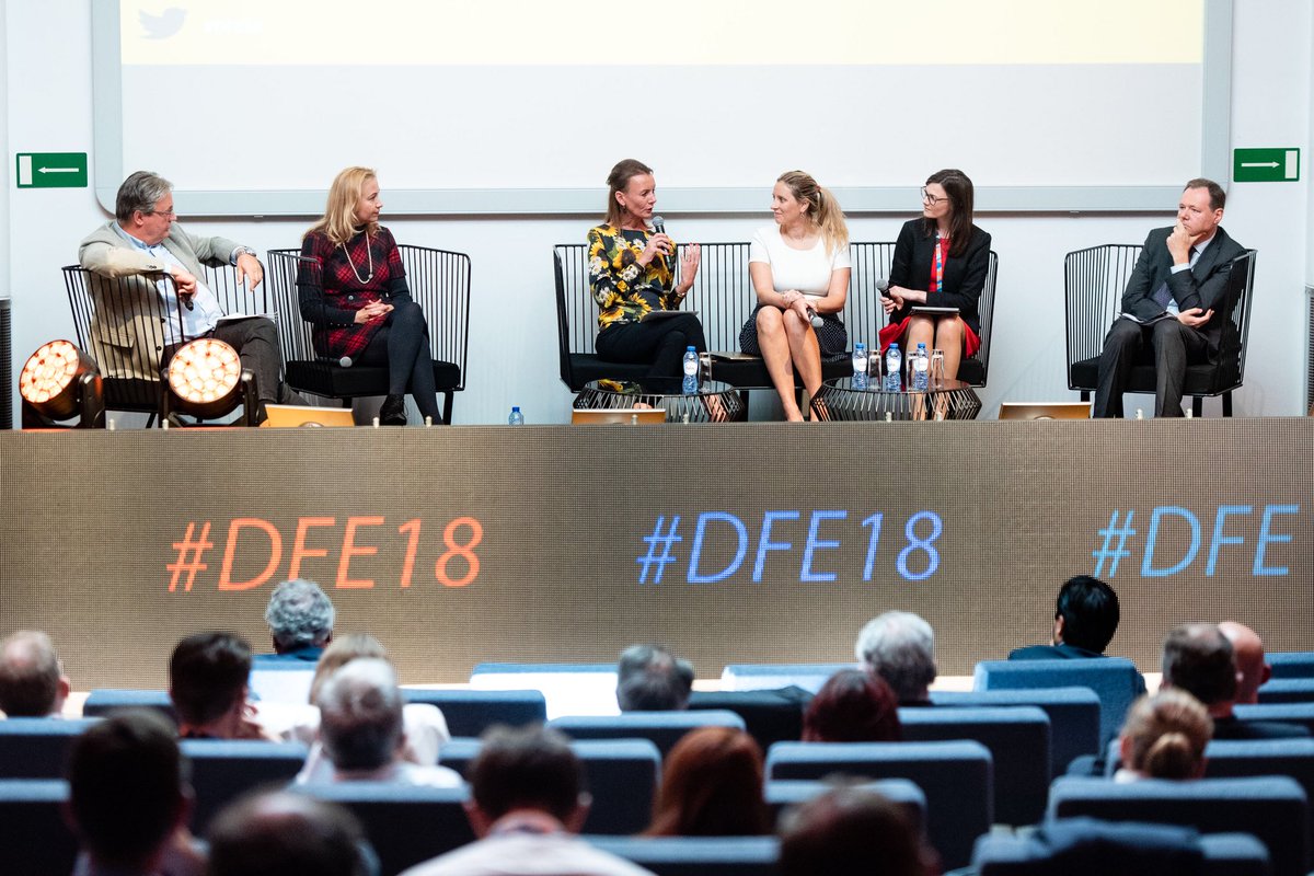 EBFeu's tweet photo. Thank you all following and tweeting #DFE18 today, #PartneringforGrowth Excellent updates on #digitalfinance in Europe, #AI, #Fintech, #Trust, #FinancialInclusion, #Blockchain, #Cybersecurity, #Passionate speech on #womenintech. Photos: Bernard de Keyzer. Cartoon: @drawnalism https://t.co/kgDcuHZxG4