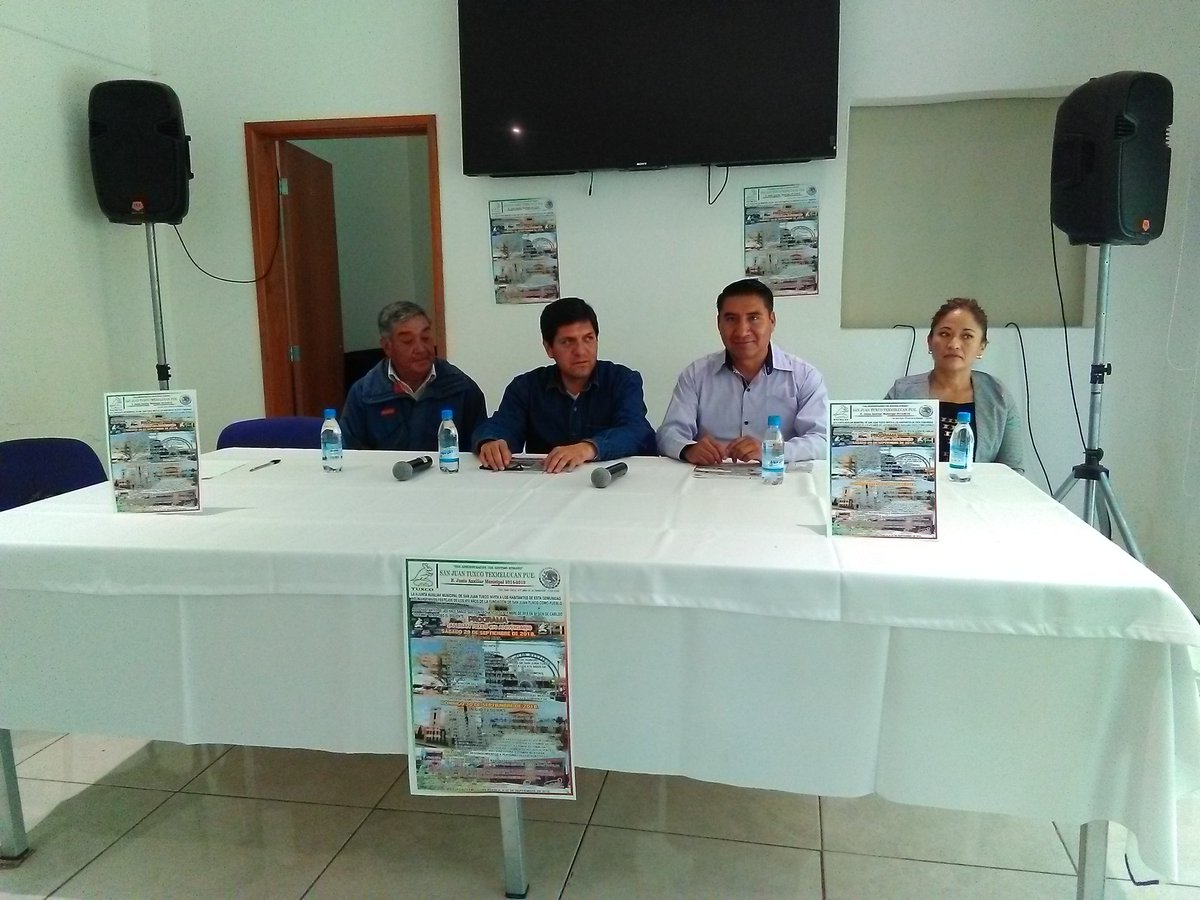 TurismoTex's tweet photo. Pdte Auxiliar de San Juan Tuxco, Federico Ramos Romero da a conocer en rueda de prensa la conmemoración del 470 Aniversario de la Junta Auxiliar a realizarse sábado 29 y domingo 30 de septiembre. https://t.co/SAqro89pAT