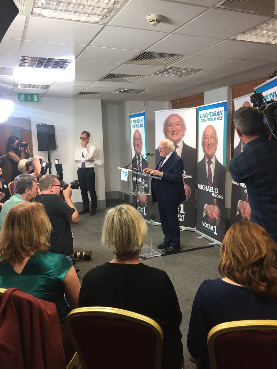 Michael D Higgins delivers initial speech to a crowded room