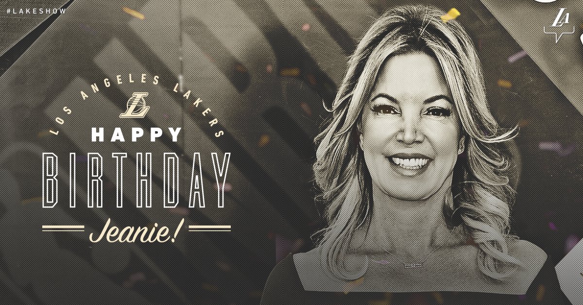 Lakers's tweet photo. It's a special day in Laker Land! Happy Birthday @JeanieBuss!! 🎉🎊 https://t.co/K4UsyRhnH7