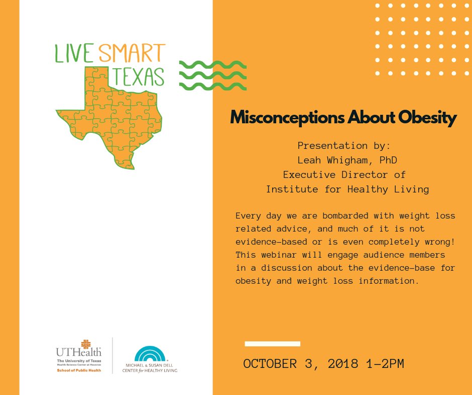 Please join us for a webinar on October 3 from 1-2PM!

This webinar will engage audience members in a discussion about the evidence-base for obesity and weight loss information.

REGISTER HERE: register.gotowebinar.com/register/54344…