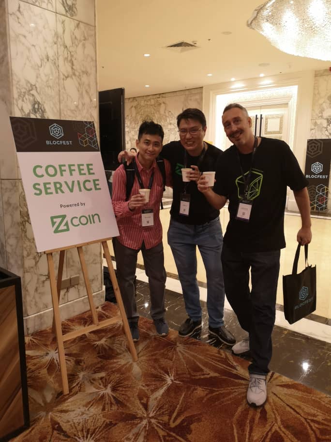reubenyap's tweet photo. Having Zcoin $XZC coffee at @blocfestasia with some really awesome Zcoin long term supporters :) @zcoinofficial #klblockchainweek https://t.co/pLn189N9Fs