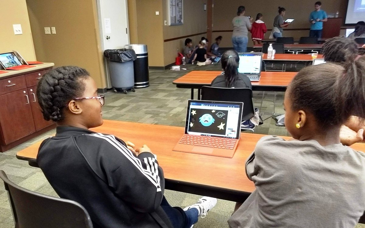 NancyGuinnLib's tweet photo. The library was the place to be last Saturday for "100 Girls of Code." #conyersrockdalelibrary #100girlsofcode https://t.co/6jMrd5oESI