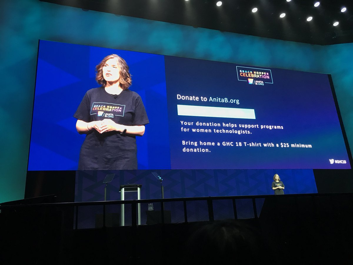 If you don’t see women in tech - try harder... #wearehere. <a href="/hmason/">Hilary Mason</a> #ghc18