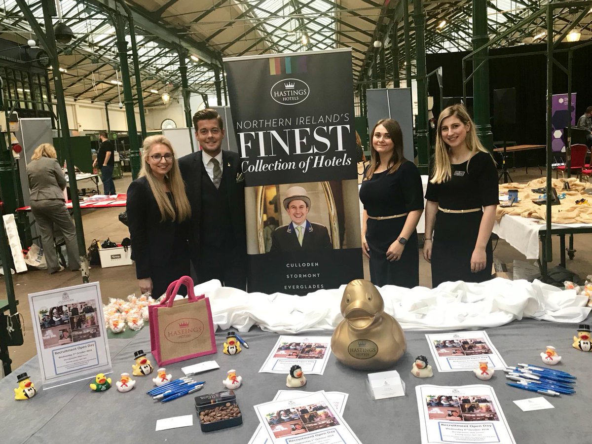 HastingsHotels's tweet photo. Several of our colleagues are representing Hastings Hotels at the Hospitality and Careers Fair taking place in St George's Market today. If you are interested  in a role with us talk to the team to find out more! #belfastjobs #nijobfairy #workwithuswednesday #hastingshotels https://t.co/2VU8BUTzvn