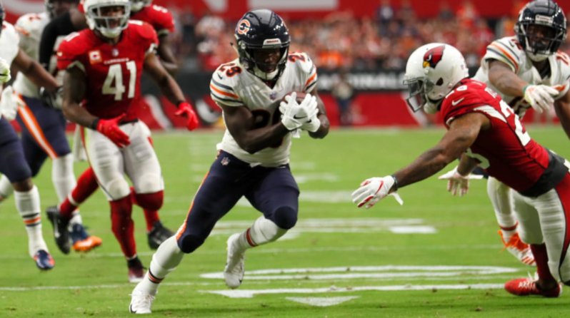 MSMGSports's tweet photo. 92 total yards for Tarik Cohen in a win over the #Cardinals! #MSMG #NFL #NFLMarketing #Nonprofit #Community #Philanthropy #ChicagoBears #BearDown #ChiTown #Nike #HumanJoystick #NCA&amp;T #AggiePride #HBCU #Nupe #BigRik #BigDaddy #ChickenSalad https://t.co/RvfB63hY3J