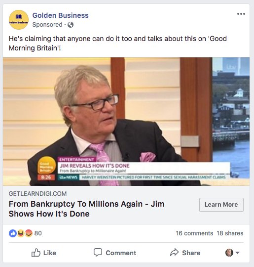 Rob Manuel On Twitter That Facebook Think It S Ok To Run Scam Adverts Without Checking And Leave It To The Public To Report Them Should Be Enough To Sue Facebook Out