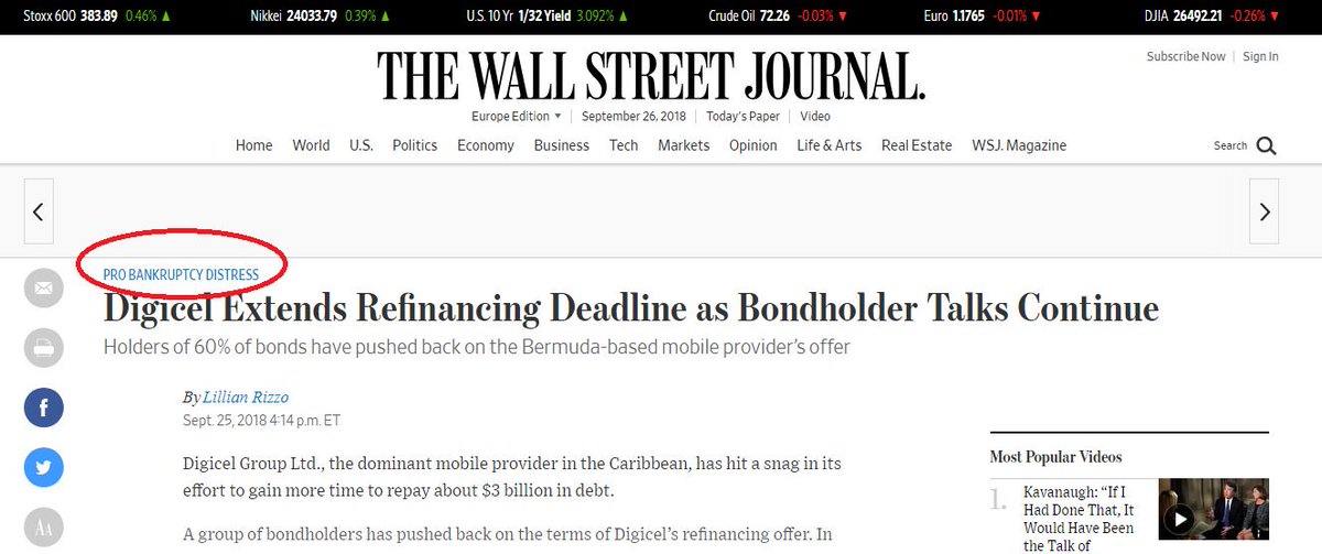 montaignemarcel's tweet photo. Le " The Wall Street Journal" présente la situation comme un "Pro bankruptcy distress". Ca devient très préoccupant. #digicelgroup https://t.co/f2cs7CRKE4