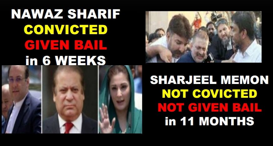 kaleri_shahbaz's tweet photo. No #Law for convicted #shariffamily because belongs to Punjab #Unfairtrail #handmadelaw #NAB custody #rejectionofbail only for guiltless #MPA @sharjeelinam because of #Sindhi #JusticeForSharjeelMemon #معیارانصاف @rawalsharjeel @TalatHussain12 @AajKamranKhan @HamidMirPAK @Dawn_N https://t.co/emKyDI2PVA