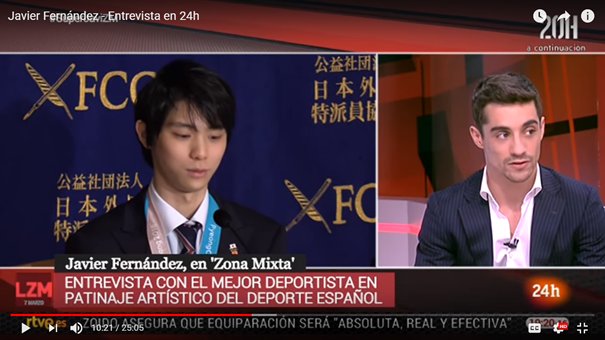 2018 24H TV interviewJavi: »I think training together benefited us both a lot. […] This is something beautiful in our sport. Yuzuru is a sportsman that trains very hard, and both of us know how to apreciate each other's work.«