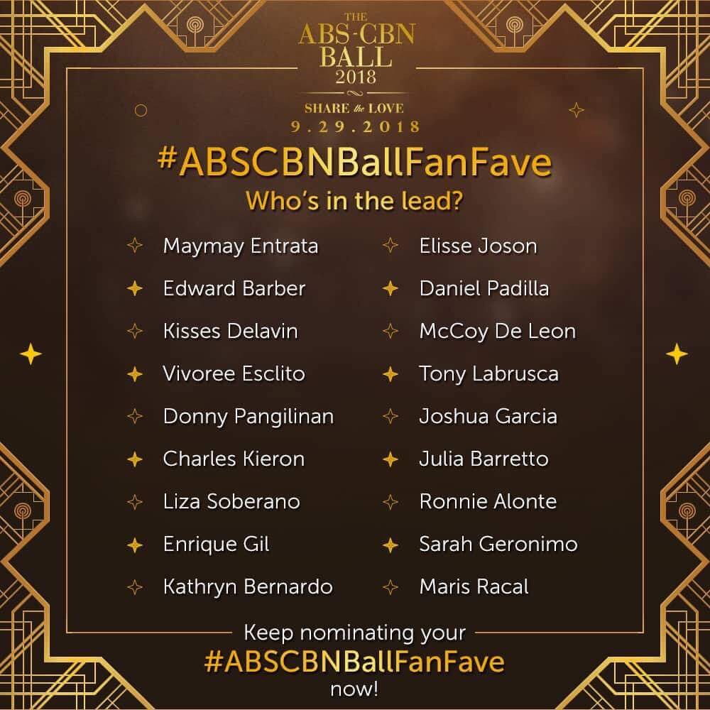 Push_Alerts's tweet photo. Maymay Entrata is taking the lead, followed by Edward Barber! Did your fave artist make it? Send in your tweets using #ABSCBNBallFanFave<space>name of the star! #ABSCBNBallShareTheLove https://t.co/0K9NYM5etk