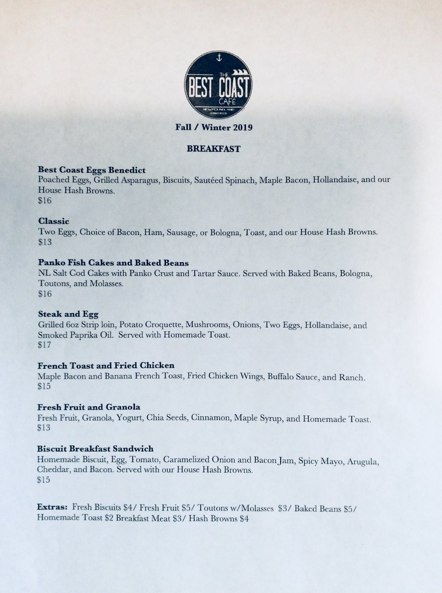 bestcoastcafe's tweet photo. NEW MENUS START TODAY BEST COASTERS!!!
What will you try first?!
Remember we have all day breakfast and lunch!!
#CornerBrook #NewMenus #BestCoastCafe https://t.co/Iejsde9pne