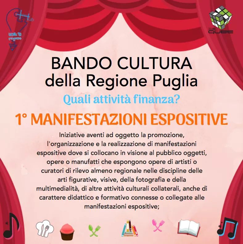 Fra le tante attività che si possono realizzare con BANDO #CULTURAeSPETTACOLO vi sono anche le manifestazioni espositive. 🤩
Interessato/a a saperne di più?
Compila qui e ti chiamiamo 😉
 bit.ly/2xNFiu5
